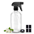 Glass Spray Bottles, 16oz Refillable Containers, Empty Boston Round Bottles with Labels & Adjustable Nozzle for