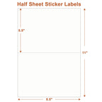 Half Sheet Labels, 2 per Sheet, 1500 Sheets, 3000 Labels, 8.5" x 5.5" Size