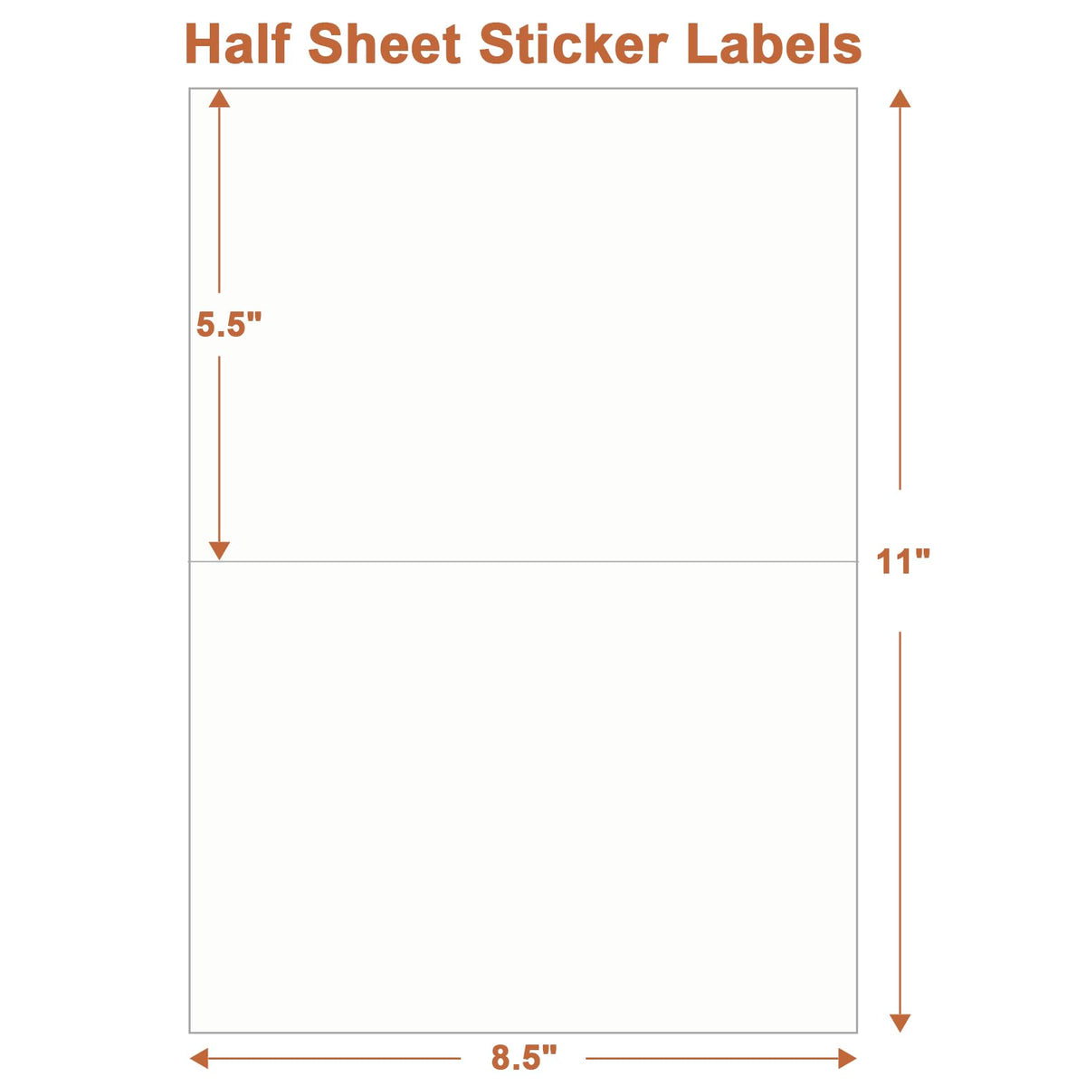 Half Sheet Labels, 2 per Sheet, 1500 Sheets, 3000 Labels, 8.5" x 5.5" Size