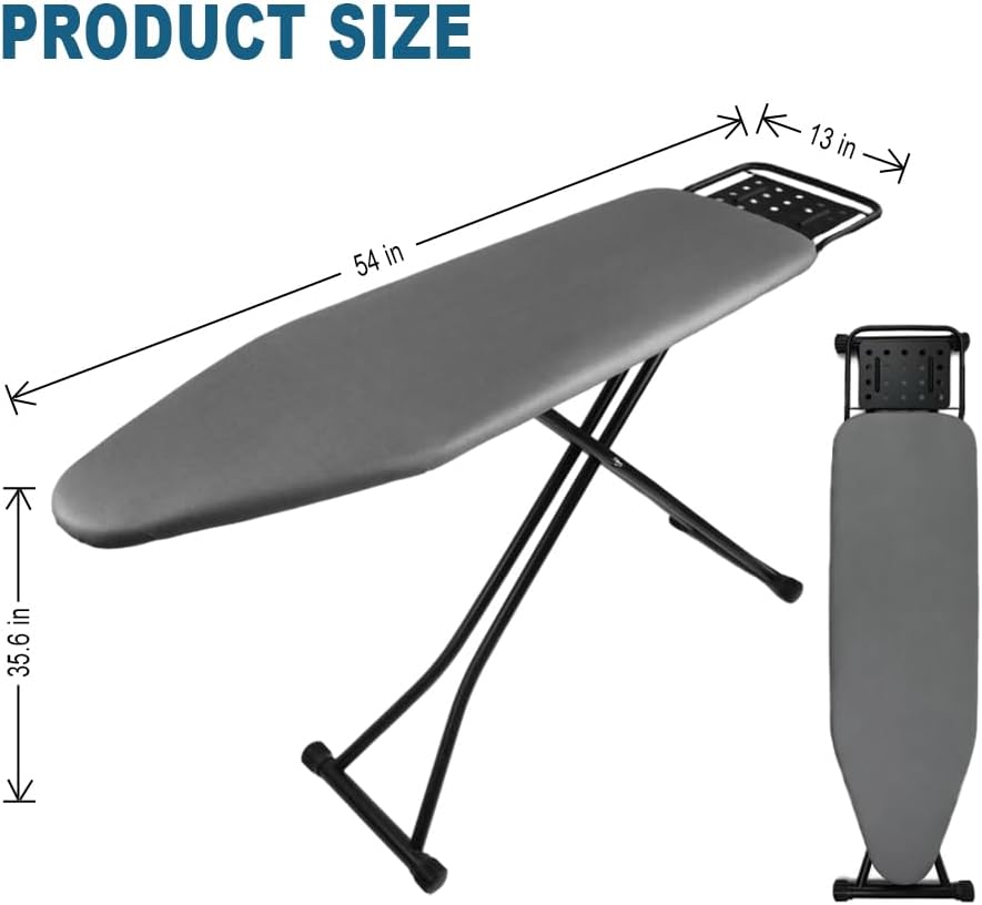 Ironing Board Full Size, Heat Resistant Cover Iron Board with Steam Rest, Ultra Thick Padding, Height Adjustable