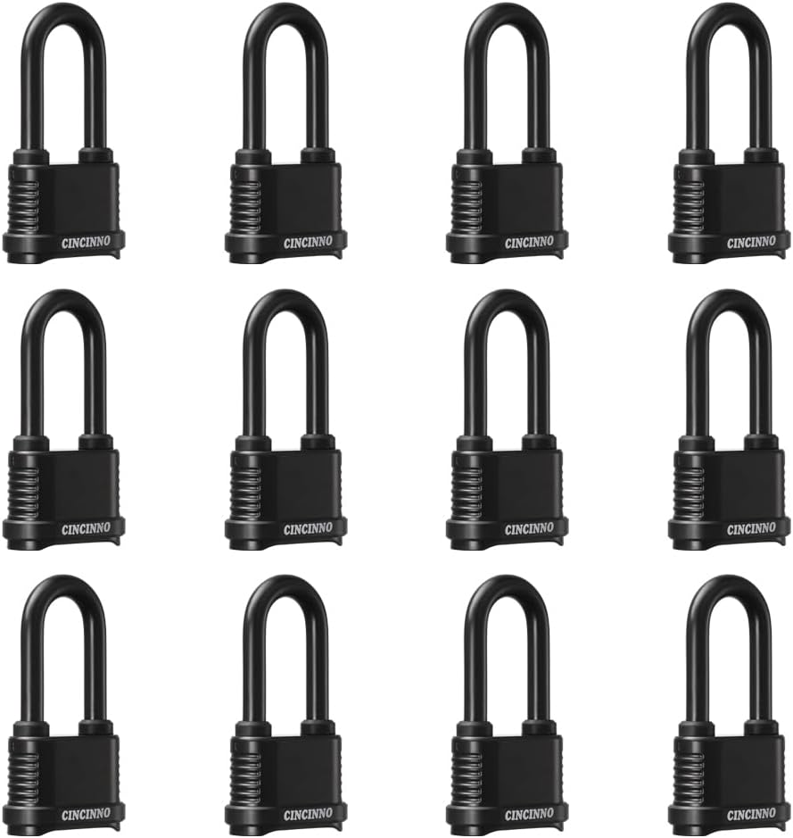 Weatherproof 4 Digit Combination Lock, Heavy Duty Combo Lock with Long Shackle for Outdoor Shed, Garage, Gate, Fence