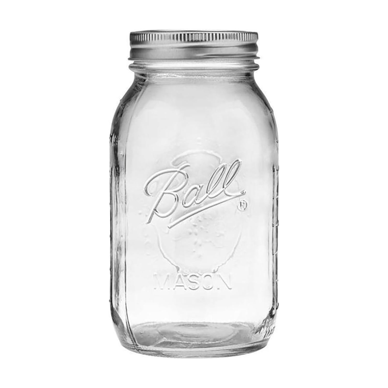 Regular Mouth Glass Mason Jars with Lids and Bands, Used for Canning, Pickling, Juice, Jam, Jelly, Quart Size 32