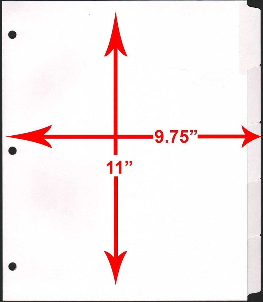 Extra Wide Dividers to Use with Sheet Protectors 9 3/4" Wide - Fits Standard 3 Ring Binders - Made in The USA
