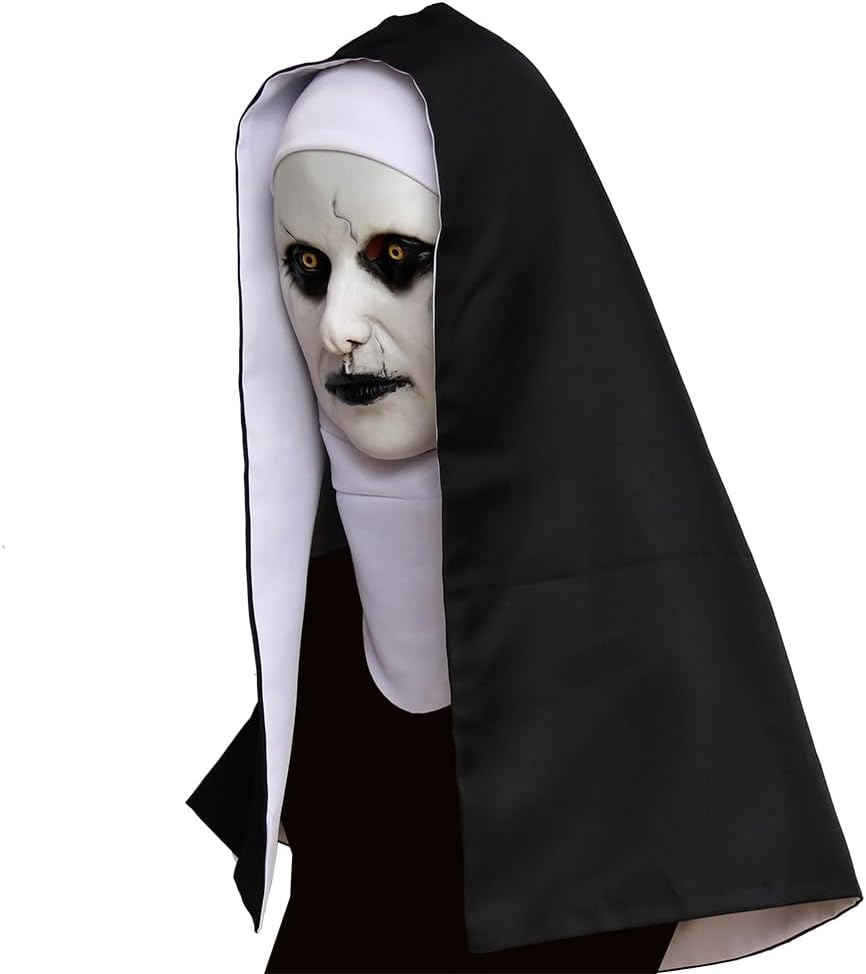 Halloween Nun Full Head Latex Mask For Scary Party Cosplay Mens Masquerade