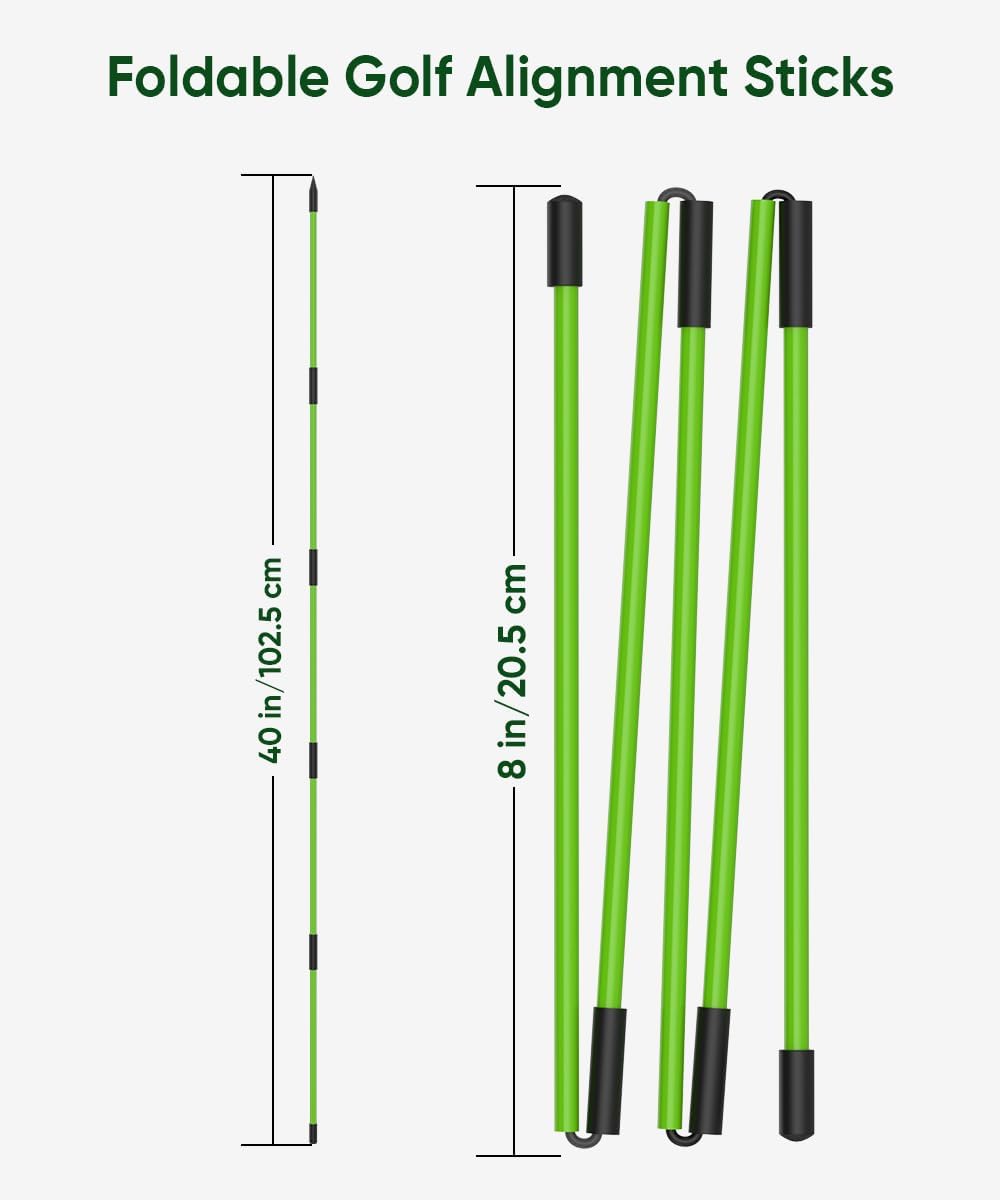 Golf Alignment Sticks and Angle Holder Set with Portable Bag, Golf Swing Trainer, Golf Training Practice Teaching Aid