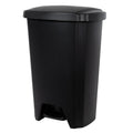12.1 Gallon Kitchen Trash Can, Plastic Step Garbage Bin with Foot Pedal Lid, Black