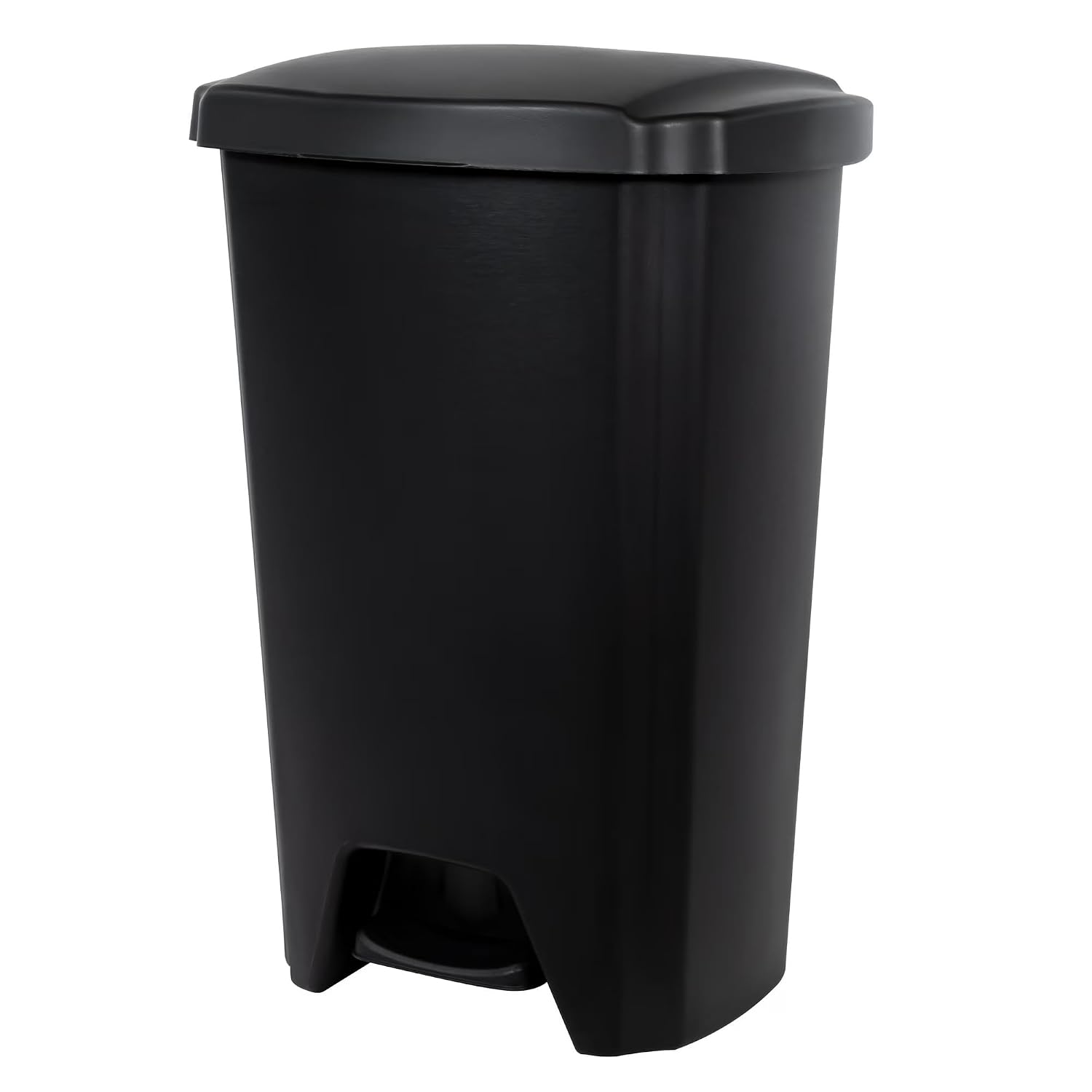 12.1 Gallon Kitchen Trash Can, Plastic Step Garbage Bin with Foot Pedal Lid, Black