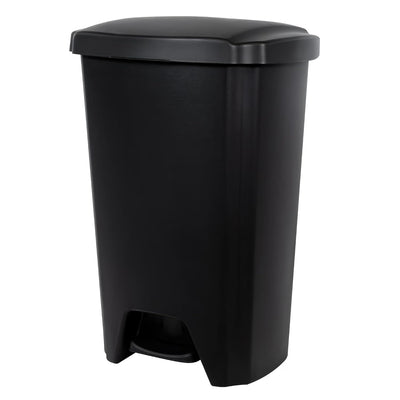 12.1 Gallon Kitchen Trash Can, Plastic Step Garbage Bin with Foot Pedal Lid, Black