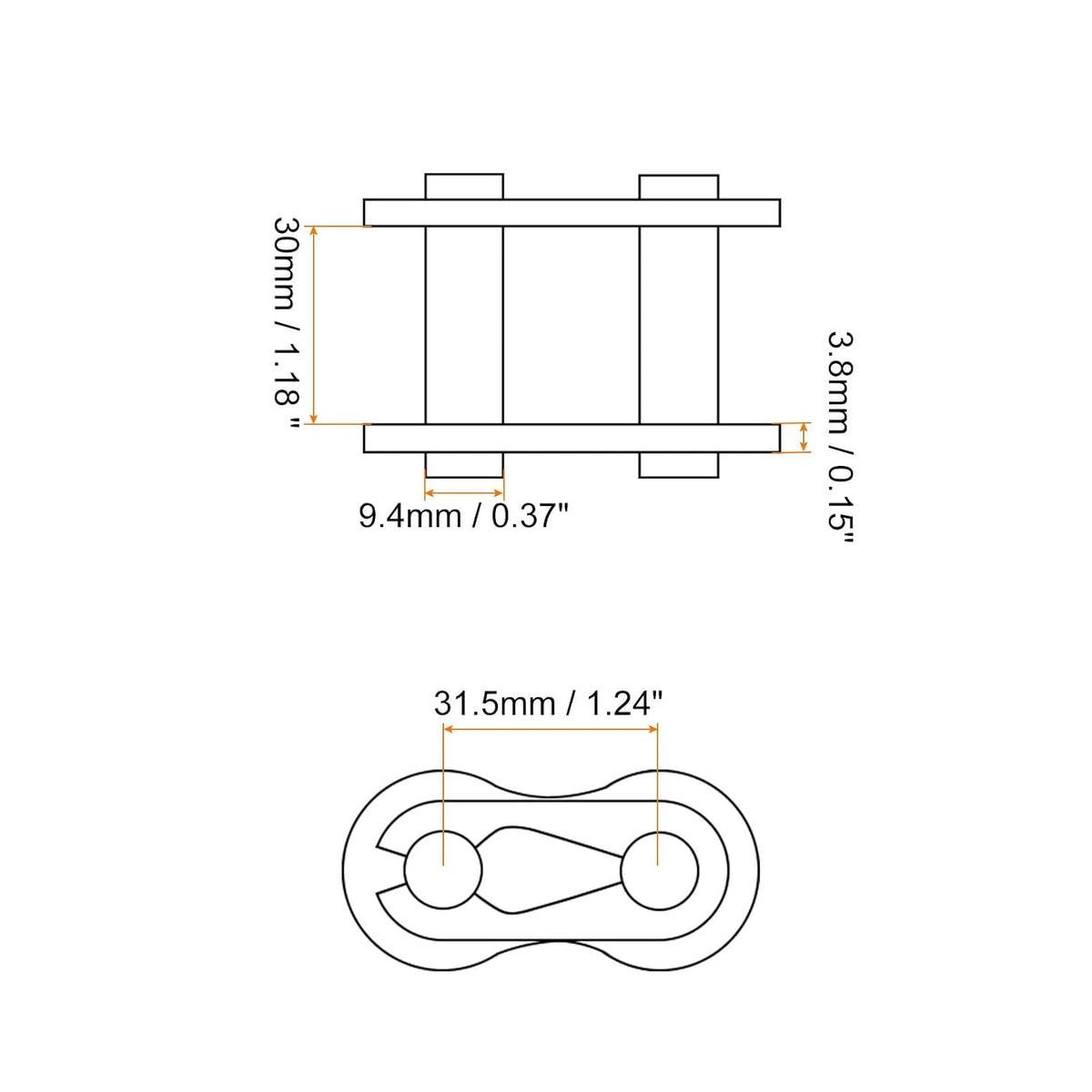 uxcell 2Pcs #100H/ DIN/ISO 20AH Chain Master Connector Link Roller, 1-1/4" Pitch Carbon Steel, Standard Connecting Split Links