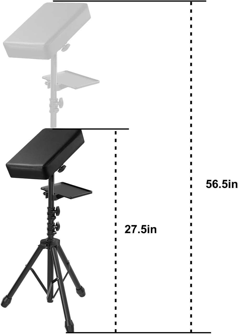 Tattoo Armrest Stand with Tray & Tripod Base — Tattoo Arm Leg Rest Stand Adjustable Height & Angle, Portable Leather