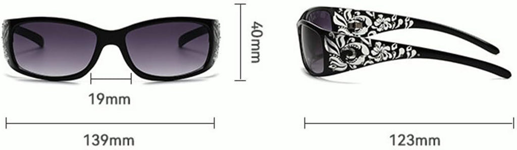 fashion Y2K Polarized Sunglasses for Women Rhinestone Wrap Around Rectangular Sunglasses UV400 Protection