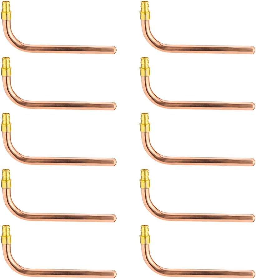 10Pcs EFIELD 1/2"PEX-A Expansion Copper Stub Out Elbow,8"Length(STUB018-10)