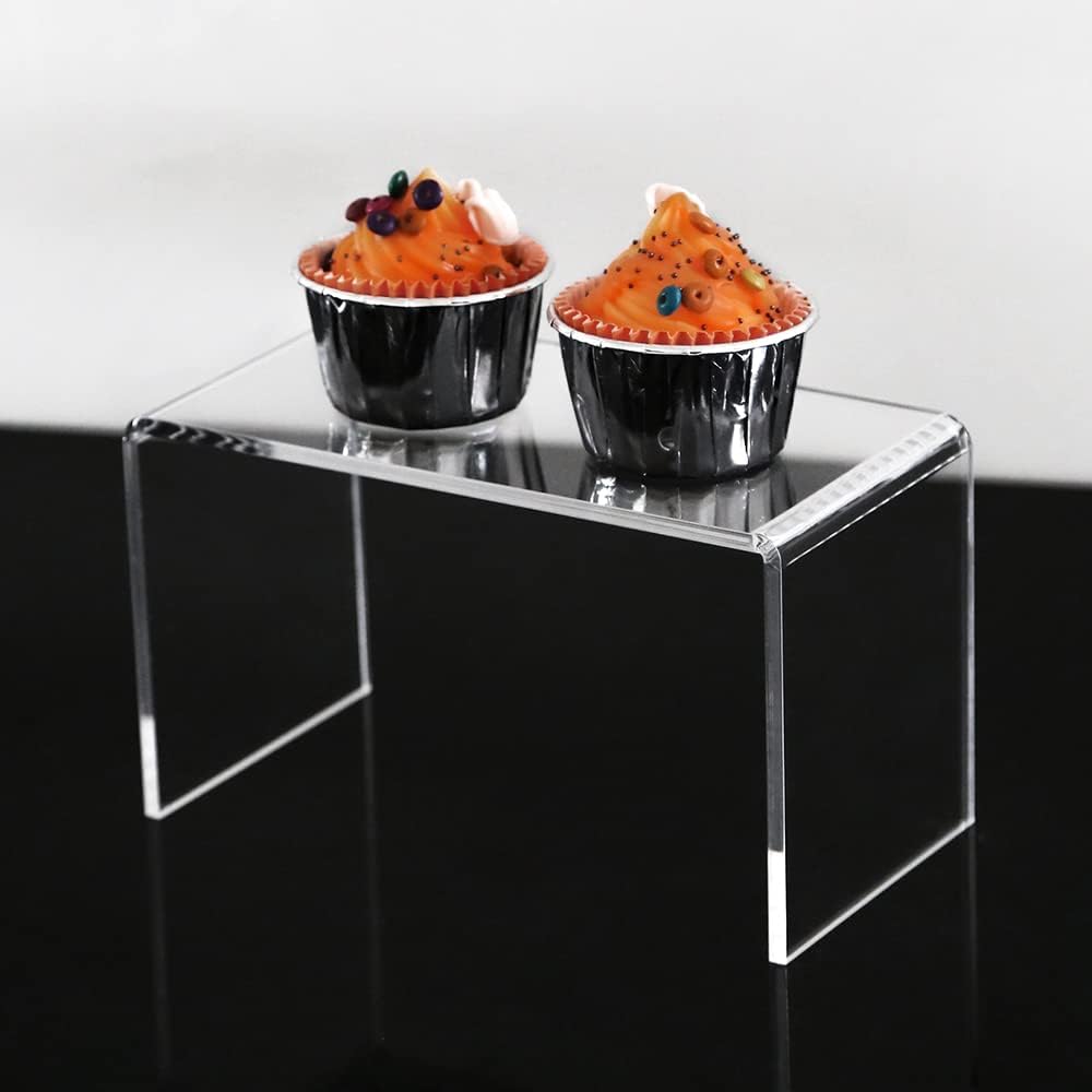 2-PC Large Clear 5mm Thick Acrylic Display Risers, 8x4x4.5 IN