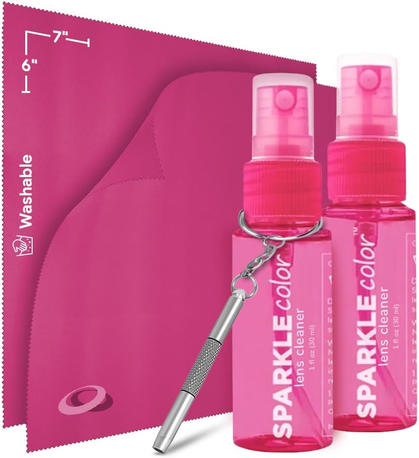Sparkle Anti-Reflective Safe Lens Cleaner & Repair Kit – (2) 1oz Glasses Cleaner Spray, (2) Microfiber Cloth &