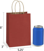Small Gift Bags with Handles 5.25x3x8 Inch Red 100 Pack Bulk