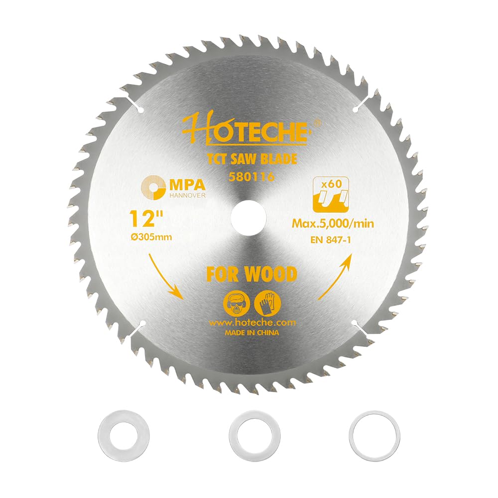 12-Inch Circular Saw Blade for Wood 60-Tooth Tungsten Carbide-Tipped Blade High-Performance Professioal Saw Blade for
