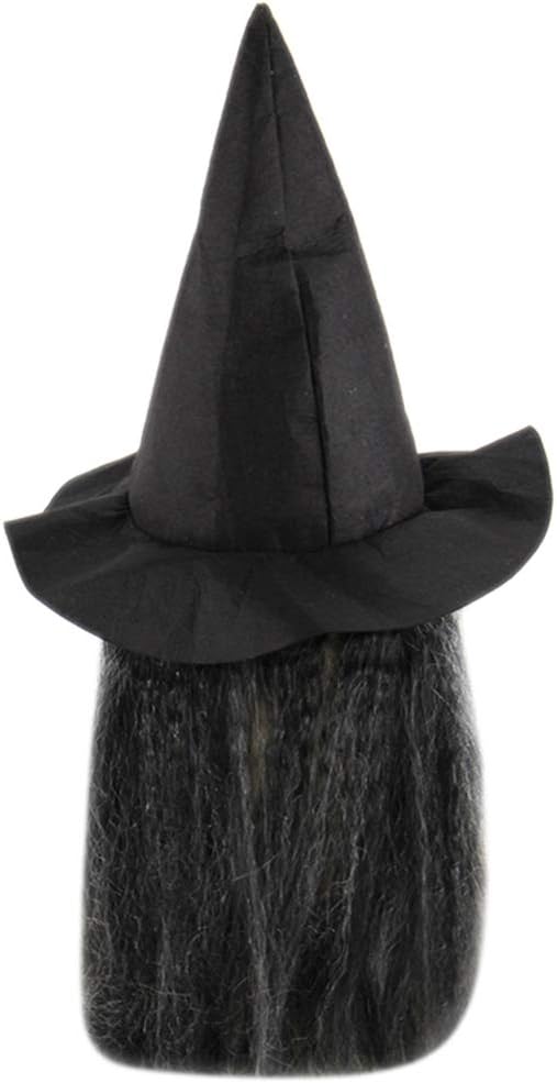 Halloween Scary Green Old Woman Hag Witch Mask with Hair Hat | Horrific Old Witch Evil Mask Horror Face Zombie Dress