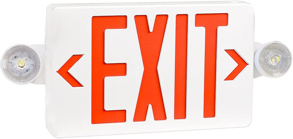 LED Exit Sign with Emergency Lights Dual Exit Lamp, 90 Min Battery Backup