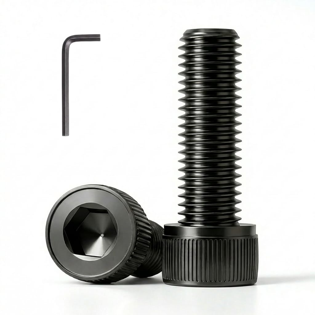 1/4 x 2 (20 Pack) Socket Head Cap Screws, Black Oxide 304 Stainless Steel Bolts with Hex Spanner, Allen Socket Drive, Full Thread, Bright Finish
