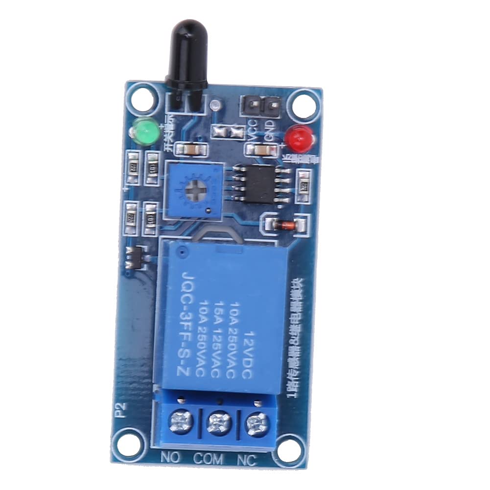 IR Flame Sensor, Flame Sensing Relay Module 12VDC 760~1100nm, Detect Light Source with 60 Degree Detection Angle, Adjustable Sensitivity, Easy Wiring with Terminal Block, for
