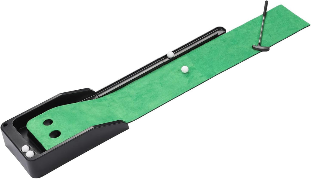 Golf Putting Mat Indoor Putting Green Automatic Ball Return Training Set with SelfReturning Dual Tracks