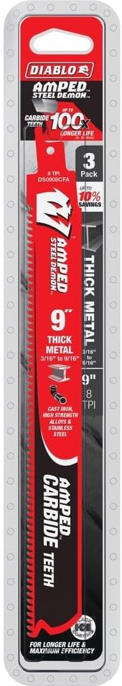 Diablo Amped Steel Demon Carbide Teeth Reciprocating Saw Blade - 3-Pack