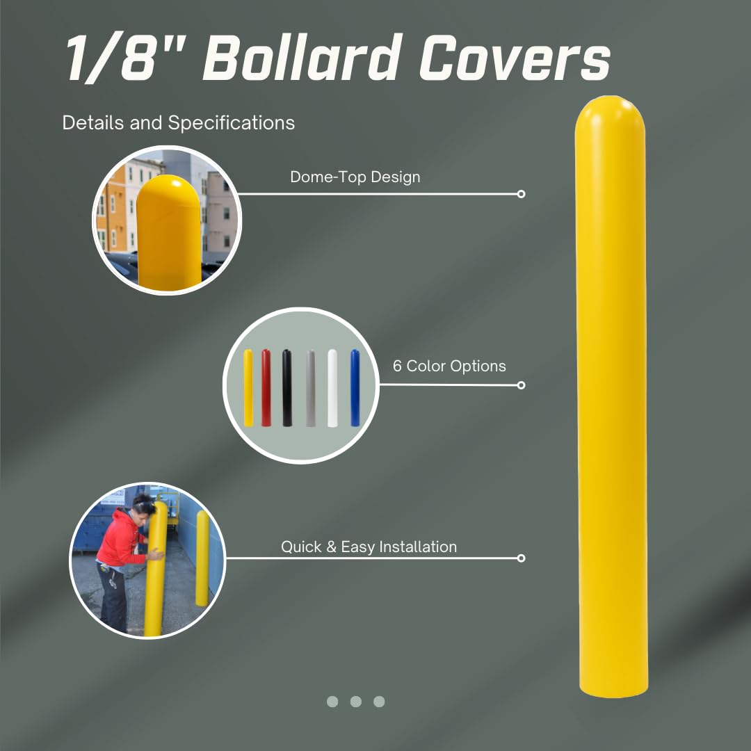1/8" Blue Safety Bollard Cover 6" x 42" | Installation Tape Included with Dome Top Bollard Post Sleeve