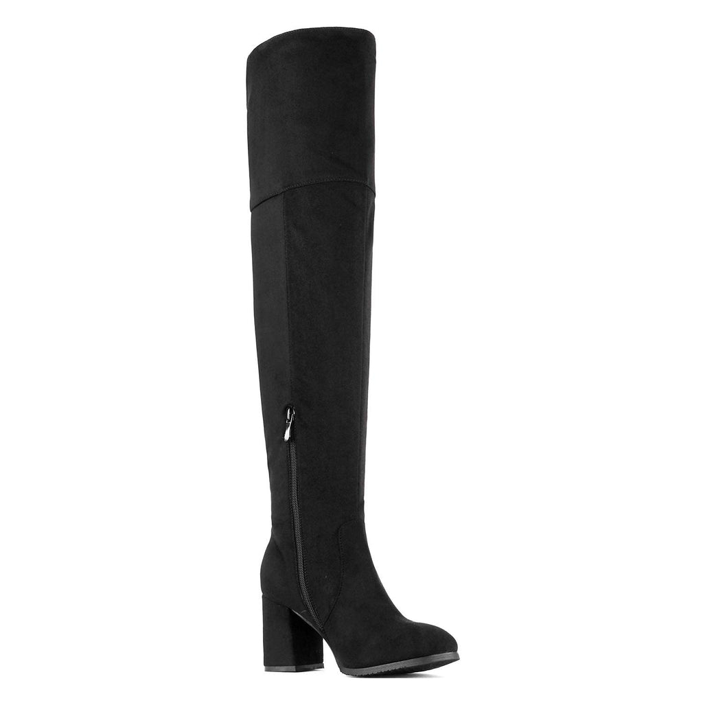 Women's Knee High Block Heel Boots,Black,7.5