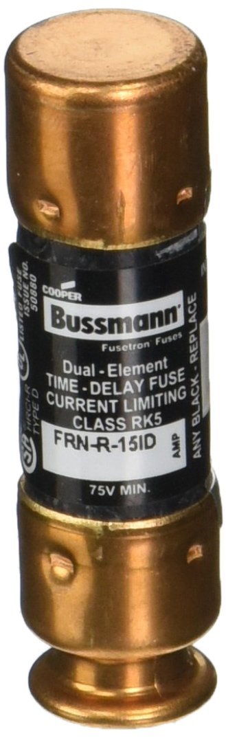 Bussmann FRN-R-15ID 15-Amp EasyID Fusetron Dual Element Time-Delay Current Limiting Fuse Class Rk5 250-volt, 2-Pack