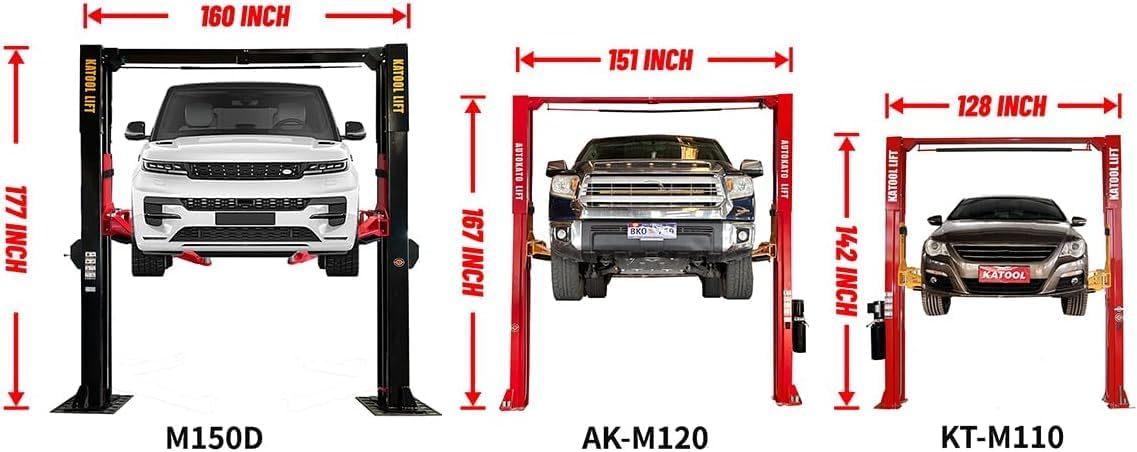 KT-M120L 12000lbs Two Post Lift Auto Lift 2 Post Car Lift Extra Height 167” / 4.235M Max Wide 151 Inch Truck Clear