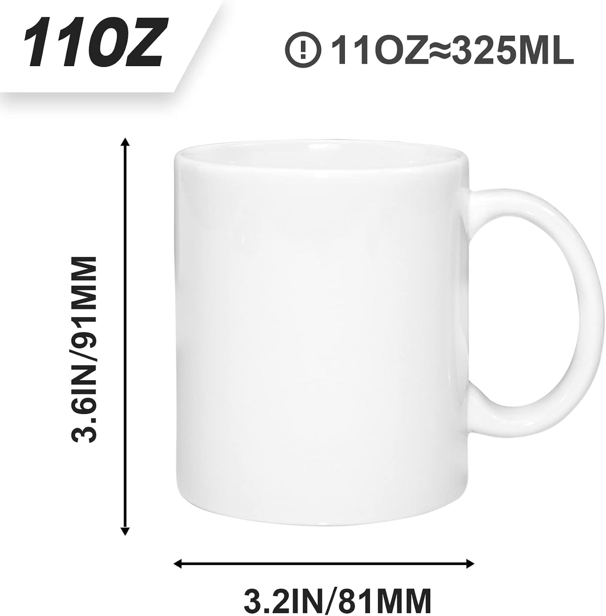 Set of 36 Sublimation Blanks Dishwasher White Ceramic Coffee Mugs 11oz Blank Ceramic Classic Drinking Cup Mug For