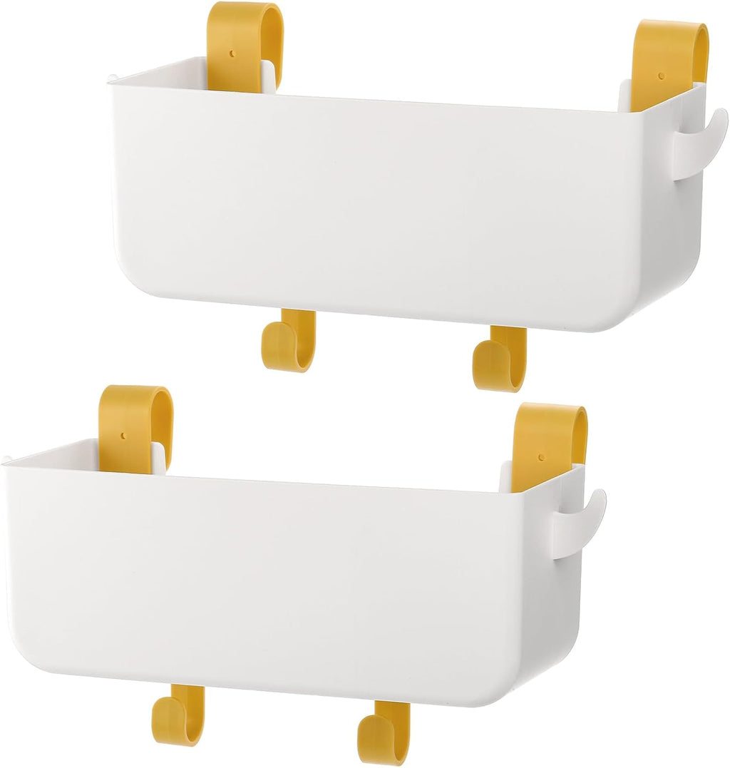 2 Pack Bedside Organizer Hanging Caddy, Bunk Bed Shelf Plastic Storage Basket with Hooks for Dorm, Bathroom Handrail