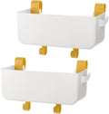 2 Pack Bedside Organizer Hanging Caddy, Bunk Bed Shelf Plastic Storage Basket with Hooks for Dorm, Bathroom Handrail