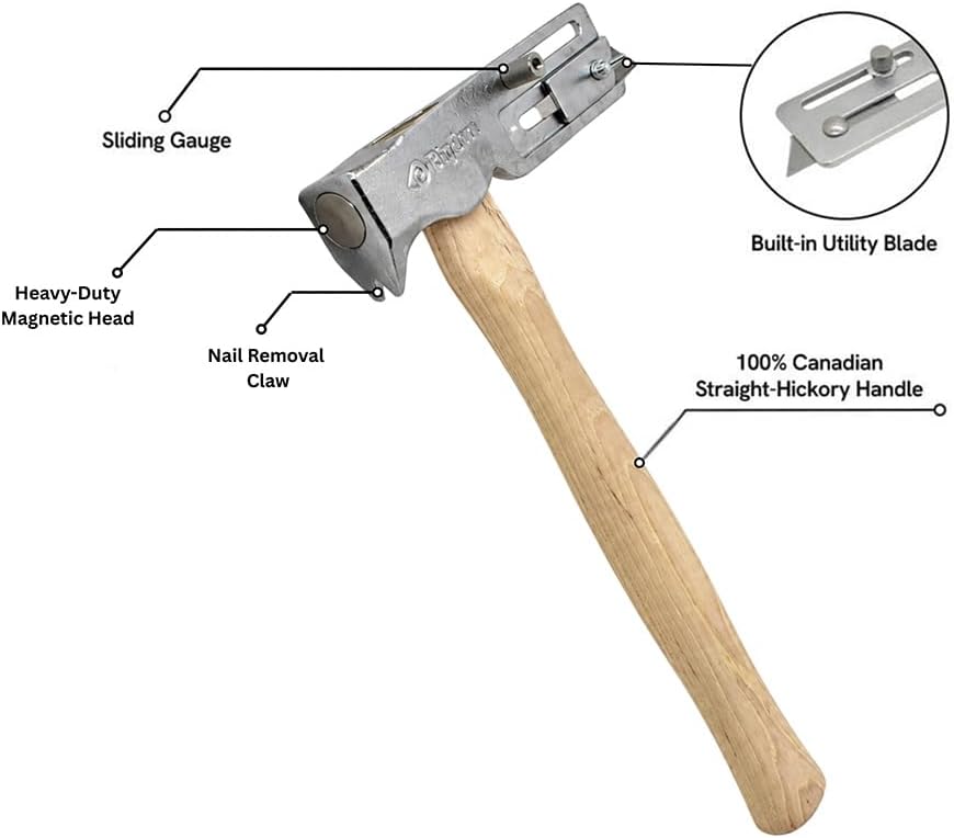 15144 17 Oz Magnetic Face Roofing Hatchet – One-Handed Nail Placement with Nail Starter – Forged Steel Head, Sliding