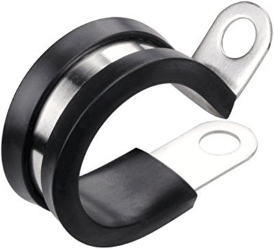20 Pack 1/2 Inch Stainless Steel Cable Clamp, Rubber Cushioned Insulated Clamp, Conduit Wire Holder Strap Clips for
