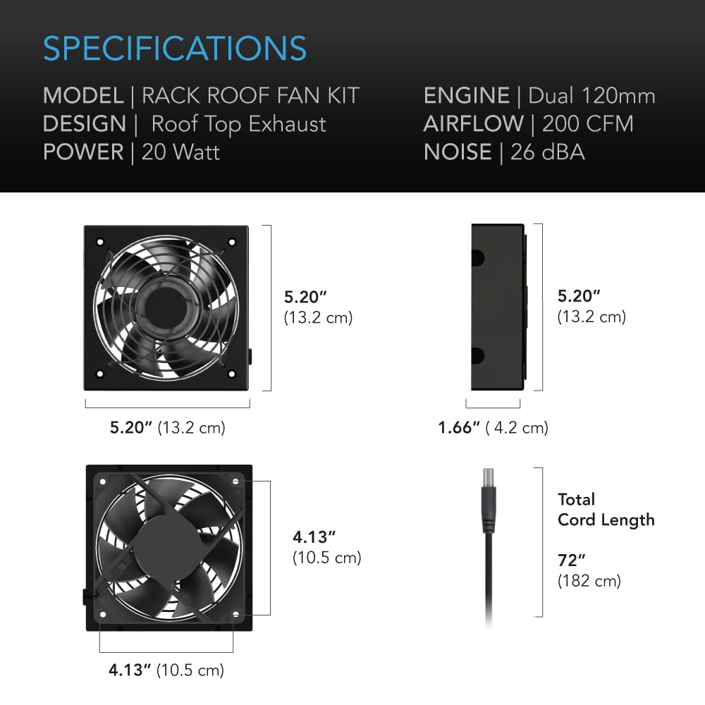AC Infinity Rack Roof Fan Kit, Quiet Dual-Fans with Speed Controller
