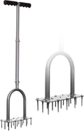 Manual Lawn Aerator Tool with 15 Iron Spikes, Garden Spike Aerator | Alternative to aerator shoes, patented grass
