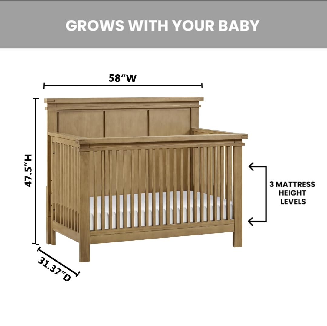 Mystic 4 in1 Crib Convertible, Honey Wood