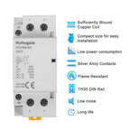 Hofwgele HCH8s-63 DC Contactor 24V Coil 63A 2NO 2 Pole Universal Circuit Control Automatic Modular Contactor Household Circuit Control Din Rail Mount 2Pole 24V DC Coil contactor