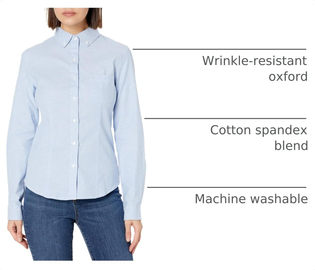 Juniors' Long-Sleeve Oxford Blouse