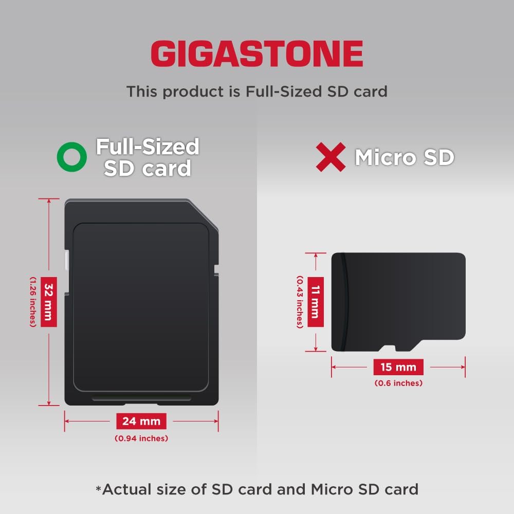【5-Years Data Recovery】 GIGASTONE 128GB SD Card with USB Type C Card Reader, 4K Camera Pro, UHS-I A1 V30 U3 SDXC