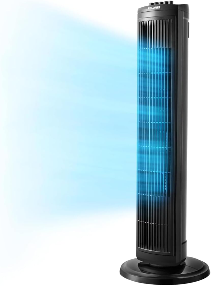 30 Inch Tower Fan for Bedroom, Quiet Oscillating Standing Fan with 3 Speeds, Portable Cooling Fan for Home Office
