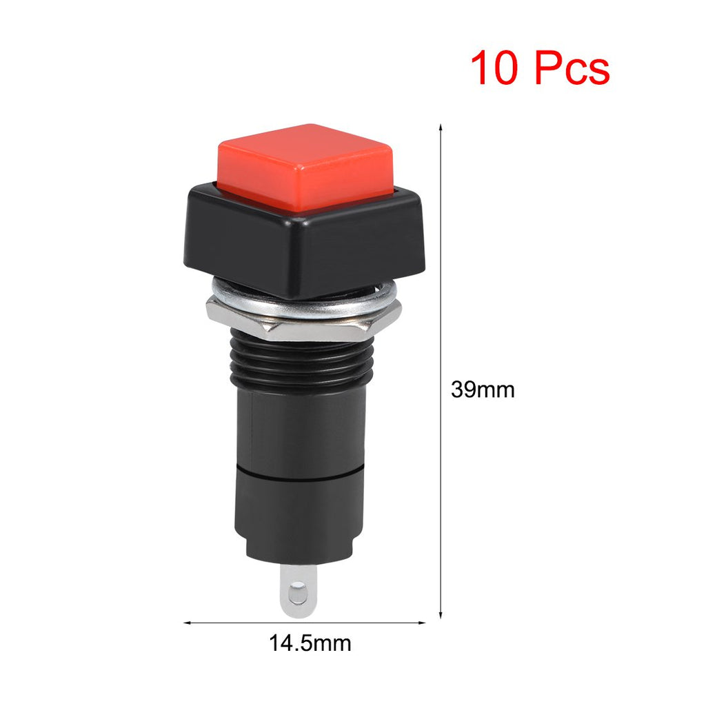 uxcell 10Pcs,12mm Red Momentary Push Button Switch Square Flat Button SPST NO