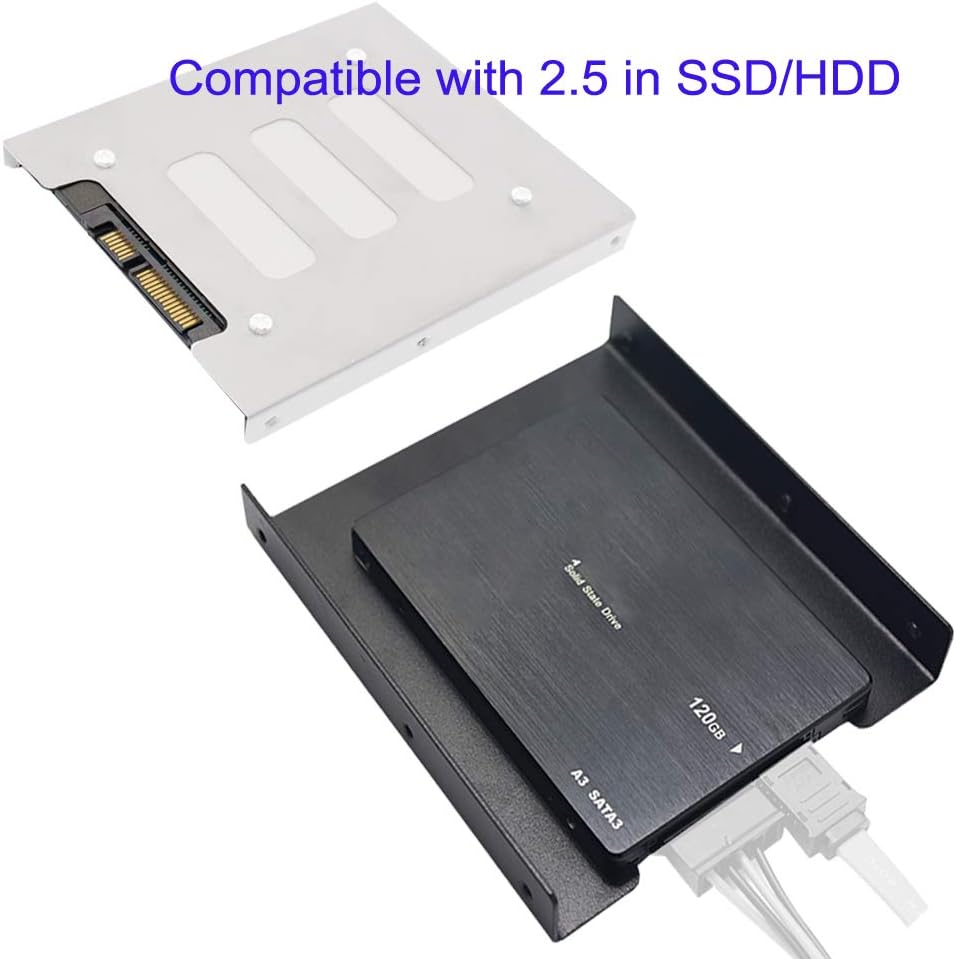 SSD HDD Holder 2.5 to 3.5 Mounting Bracket Hard Drive Adapter (2 Pack) (Black)