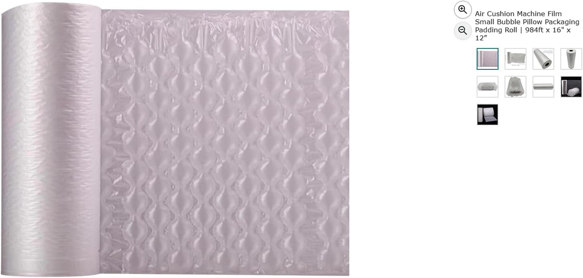 Air Cushion Machine Film Small Bubble Pillow Packaging Padding Roll | 984ft x 16" x 12”