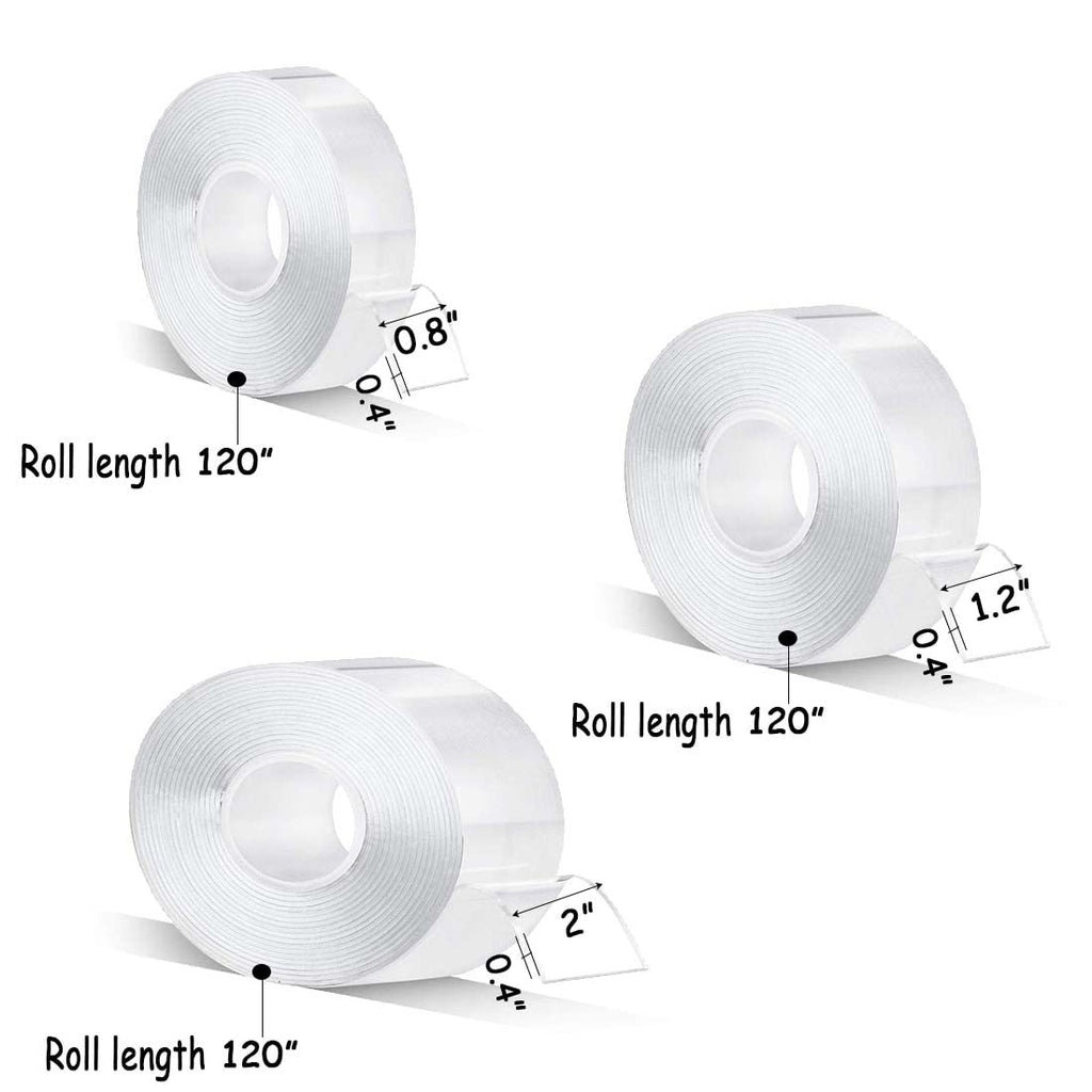 3 Rolls （Total 29.5 FT） Nano Tape Double Sided Heavy Duty,Clear Double Sided Tape Heavy Duty Outdoor,Double Sided