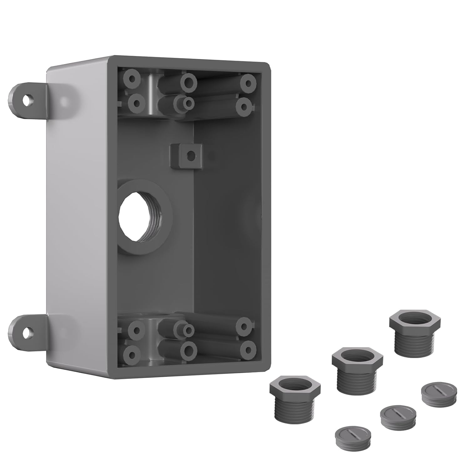 Single-Gang Weatherproof Electrical Outdoor Box, Suitable 1/2-Inch or 3/4-Inch Electrical Conduit Switch/Outlet Box