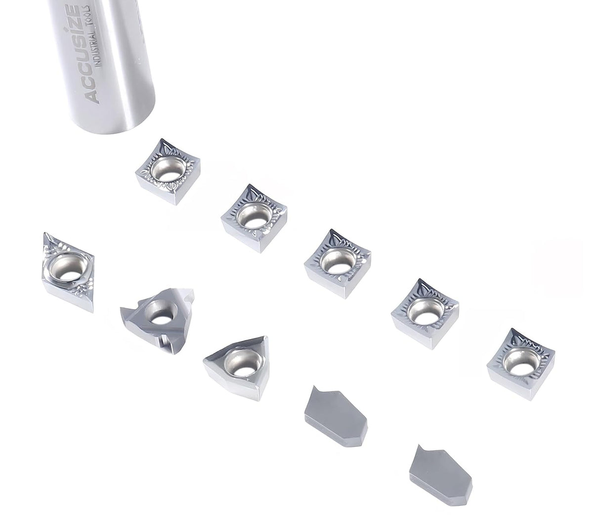 Accusize Carbide Insert Set for 5/8 in Turning Tool, 10 Pc, for Aluminum