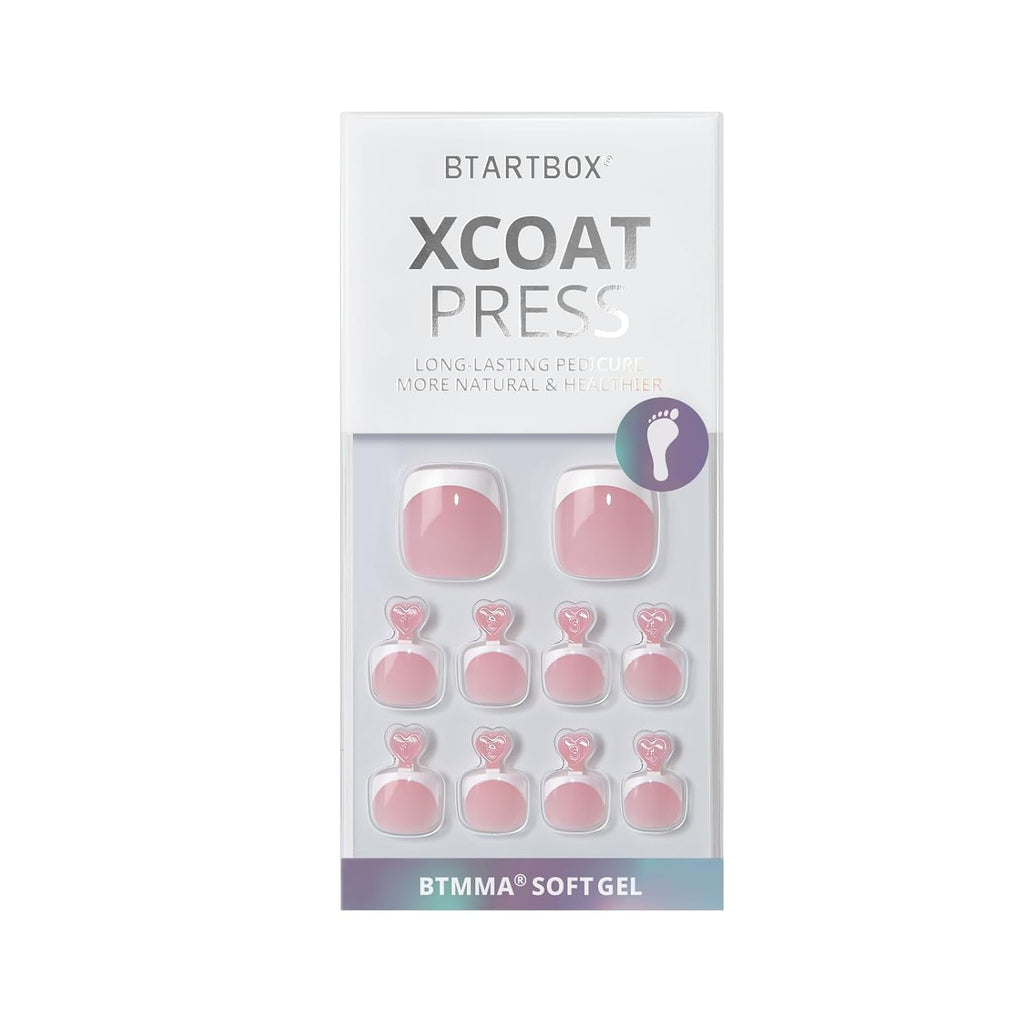 Press On Toenails, Timeless Grace, Short Squoval, French Tip, 32Ct