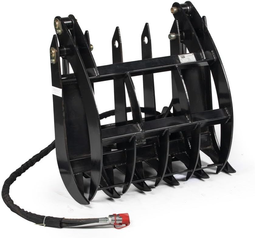 34" Clamshell Root Grapple Rake Attachment, Fits Mini Skid Steer Quick Tach Mounting System, Twin 3,000 PSI Cylinders